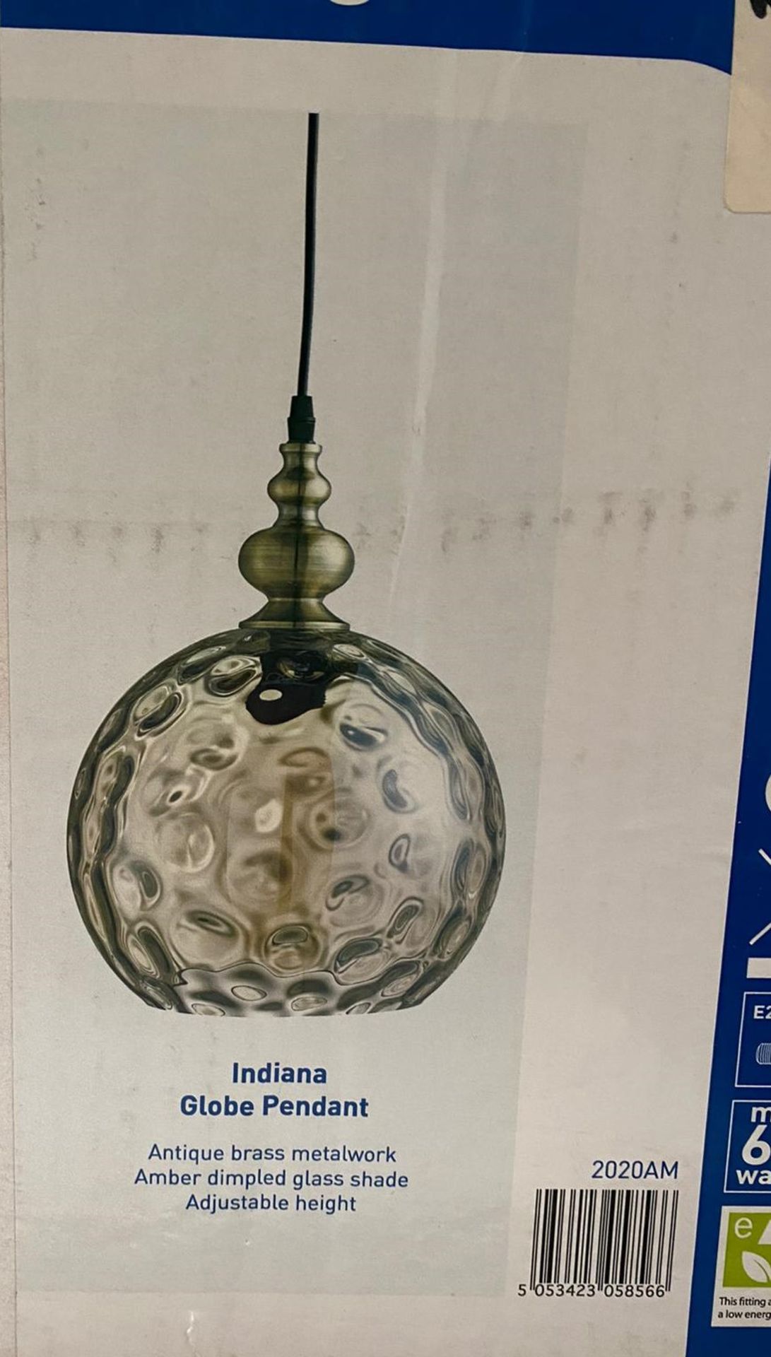 1 x Indiana Globe Pendant in antique brass - Ref: 2020AM - New And Boxed Stock - RRP: £80 - Image 3 of 4