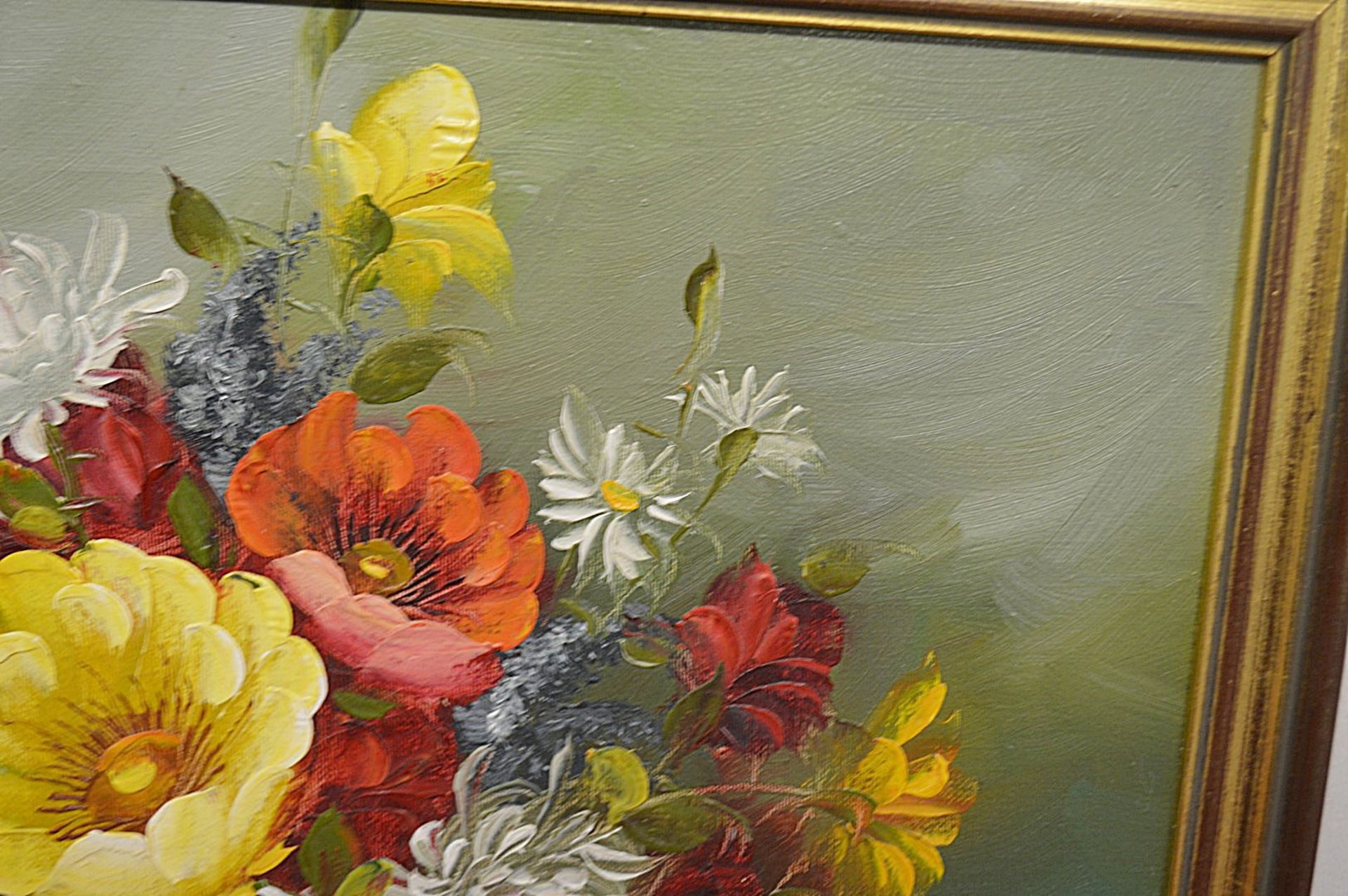 1 x Original Oil Painting Of Flowers On Canvas - Signed By The Artist - Dimensions: 36 x 46cm - Ref: - Image 3 of 6