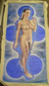 1 x Vintage Original Painting On Hessian Canvas Featuring Provocative Nude Imagery - Artist