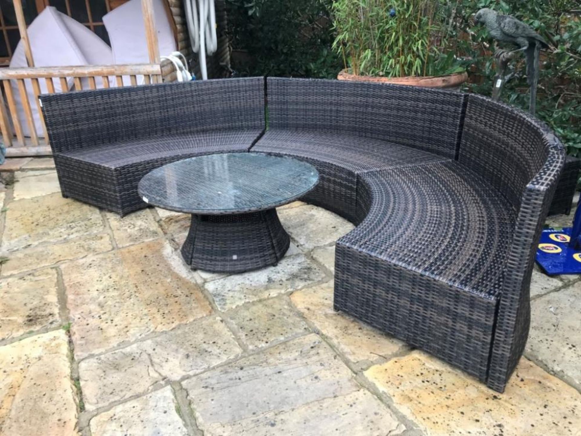 1 x Large Kensington Wicker/Rattan Large Semi Circle Island Sun Seating - Made Up Of 3 x