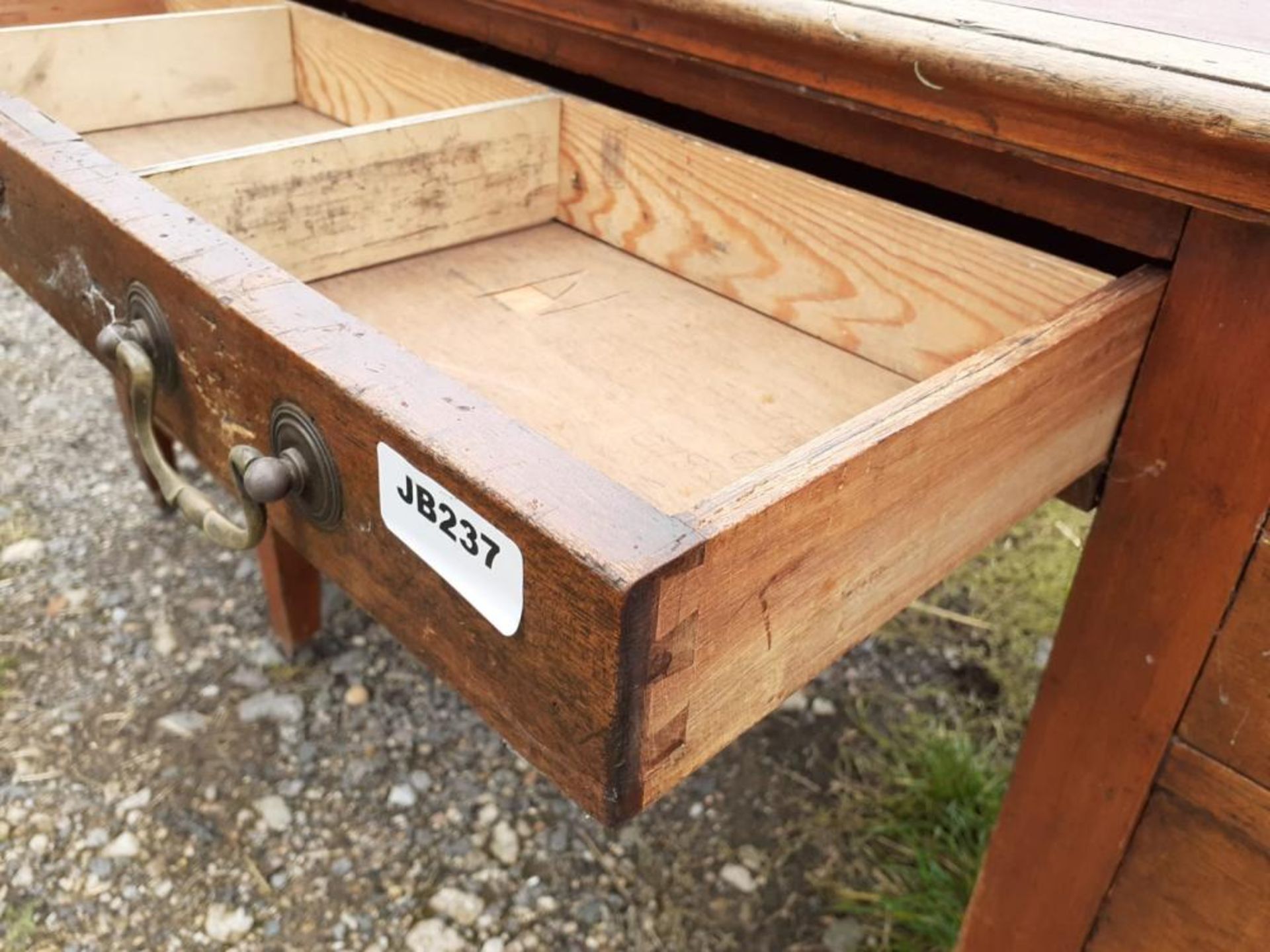 1 x Large Original Writing Desk With Leather Top Pad And Deep Drawers With Original Castors Under - Image 13 of 13