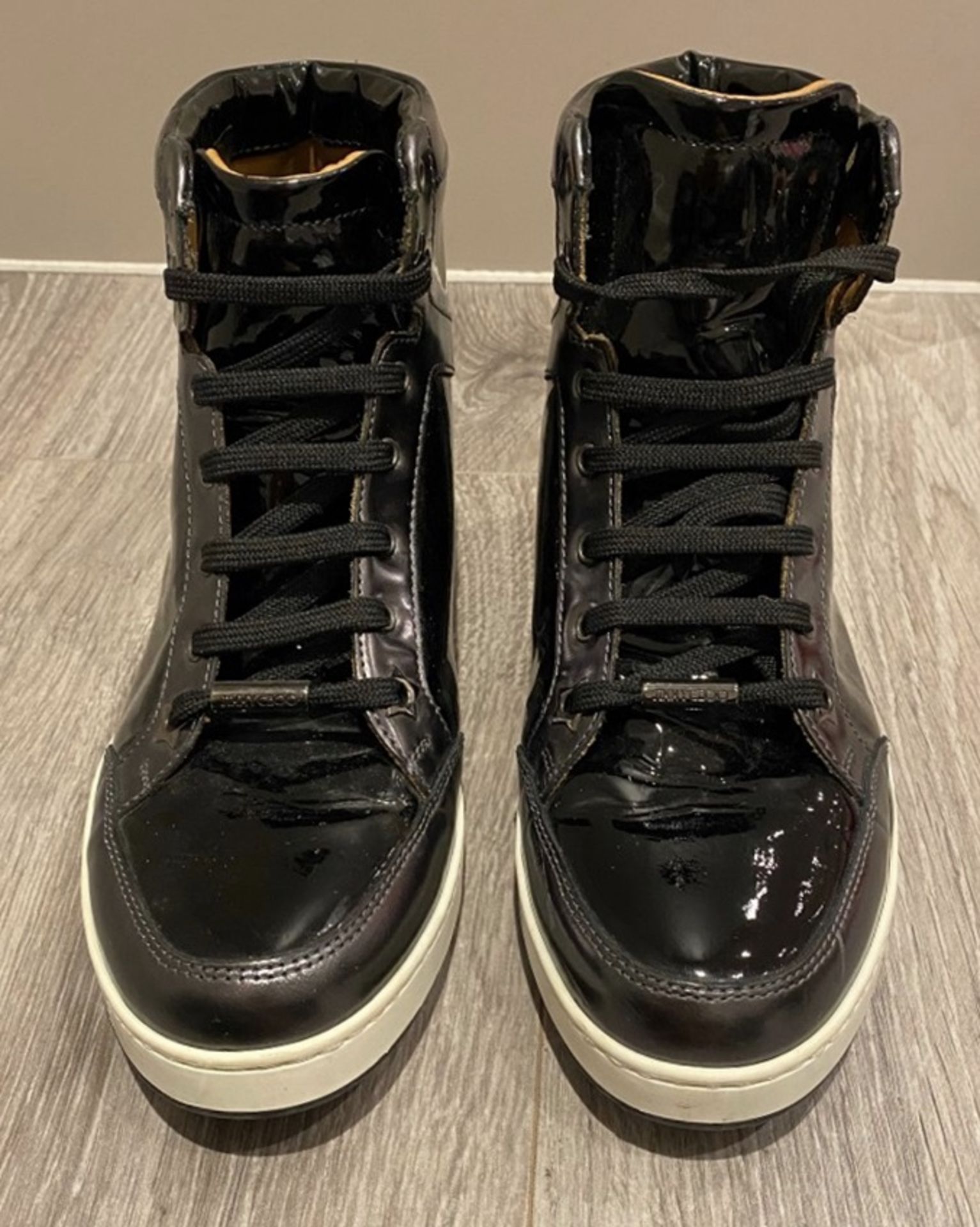 1 x Pair Of Genuine Jimmy Choo Sneakers In Black Patent - Size: 36 - Preowned in Very Good Condition - Image 6 of 6