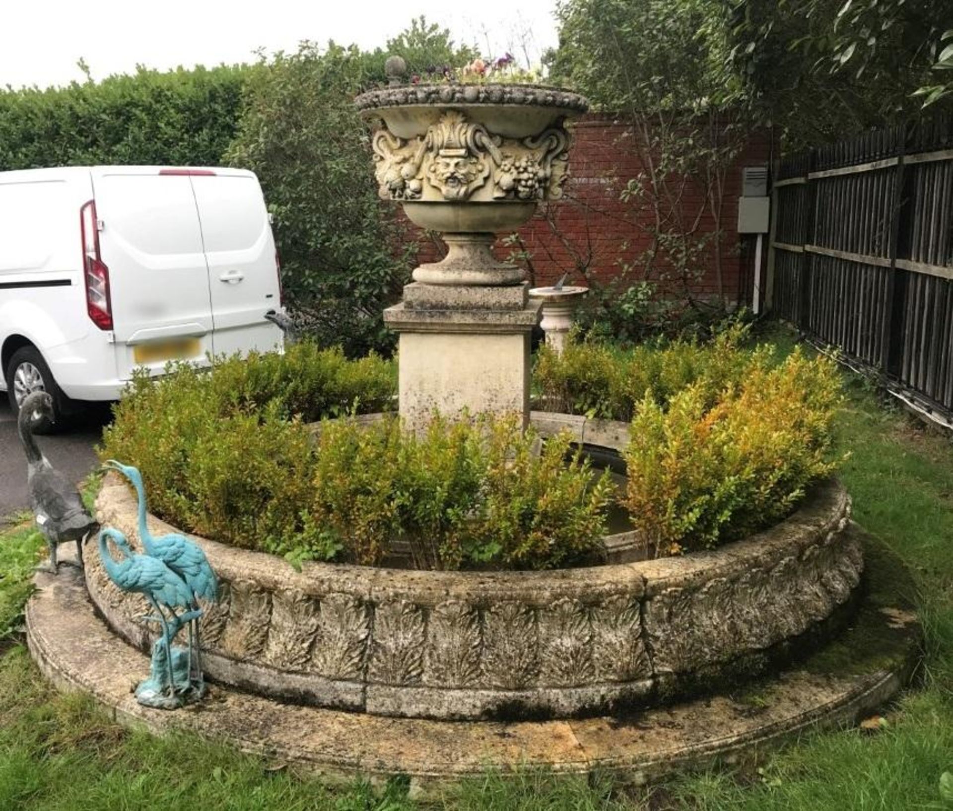 A Magnificent Period Style Circular Stone Fountain Pond With Mature Herbaceous Borders - 3 Metres In - Image 9 of 21