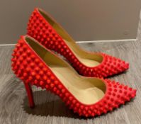 1 x Pair Of Genuine Christain Louboutin High Heel Shoes In Neon Pink - Size: 36 - Preowned in Very G