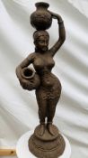 1 x Indian Lady Statue - Dimensions: 98cm (h) x 33cm (w) - Pre-owned - CL548 - Location: Near Market