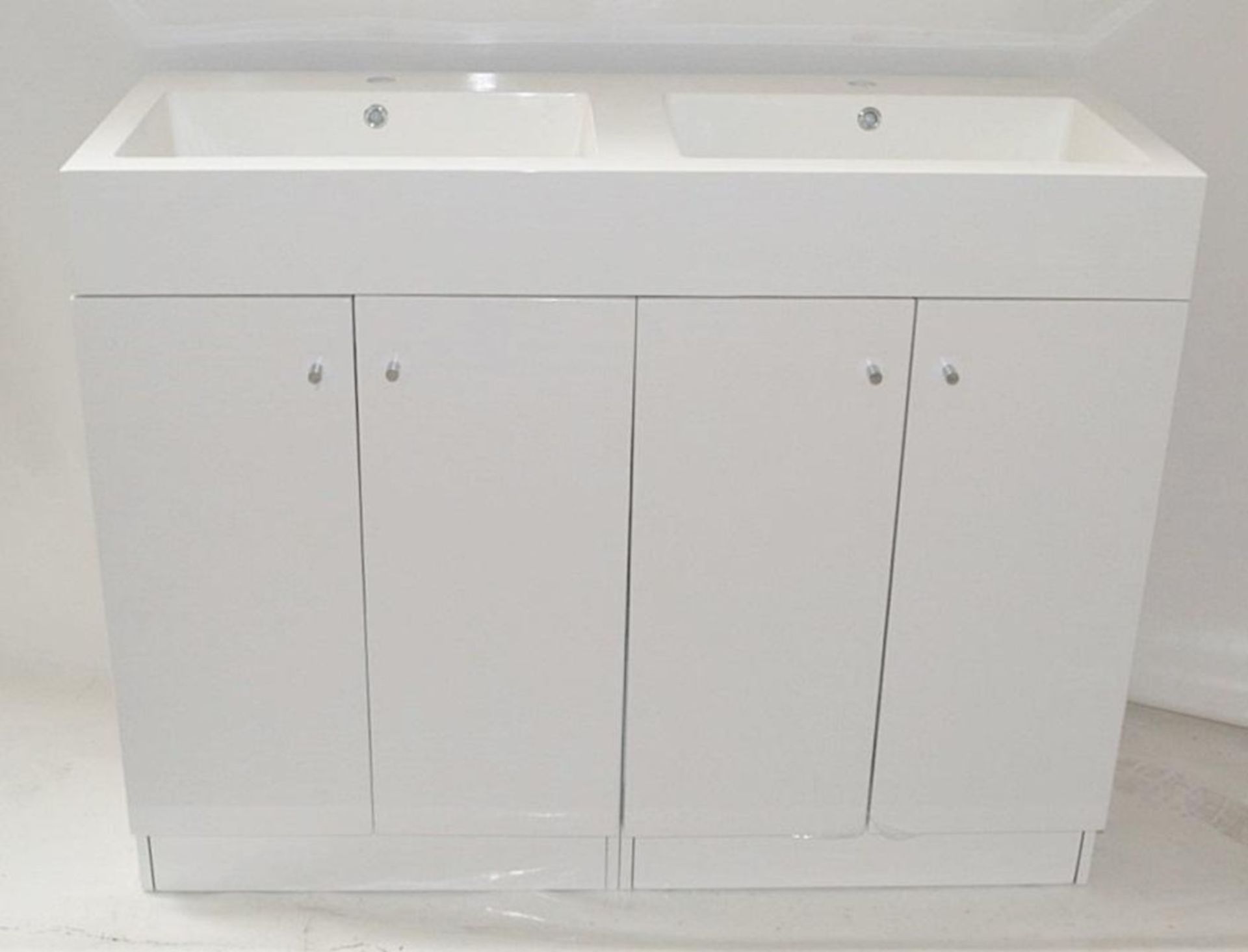 1 x His & Hers Double Bathroom Vanity Unit - 1200mm Wide - Features a High Gloss White Finish and - Image 6 of 8