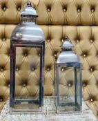 1 x Silver Storm Lantern Set - 1 Medium And 1 Large In Each Set - Dimensions: Large 66cm (h) x
