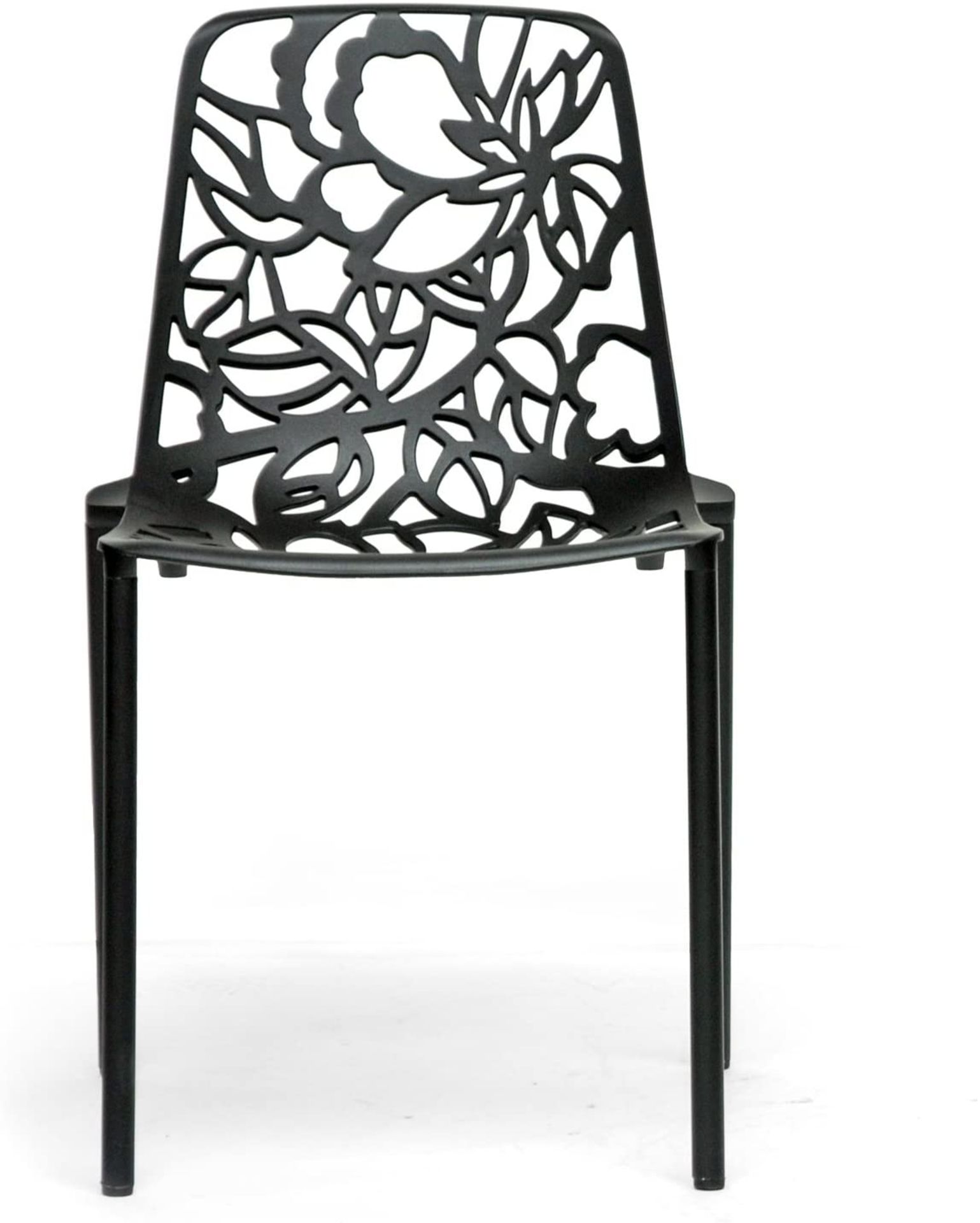 4 x Metal Modern Designer Dining Chairs With A Floral Filigree Design - Brand New Boxed Stock - Image 4 of 4