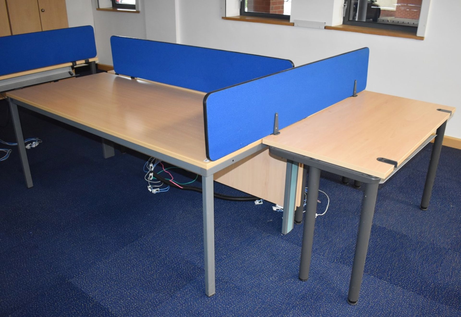 3 x Office Desks in Beech With Dividers - H72 x W120/180 x D60/80 cms - Ref: FF179 D - CL544 -