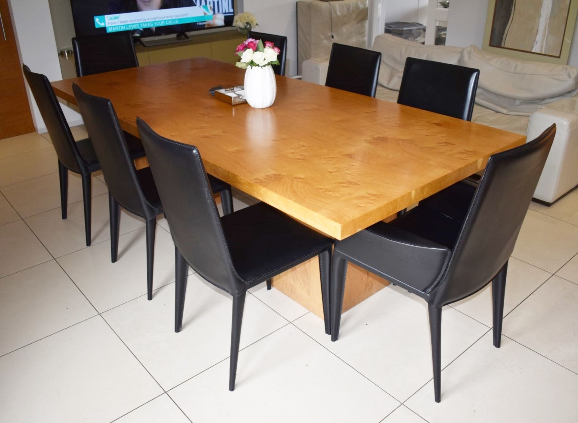 1 x Large Oak Dining Table With Eight Frag Italian Leather Dining Chairs - Extremely Heavy Oak Table - Image 4 of 28