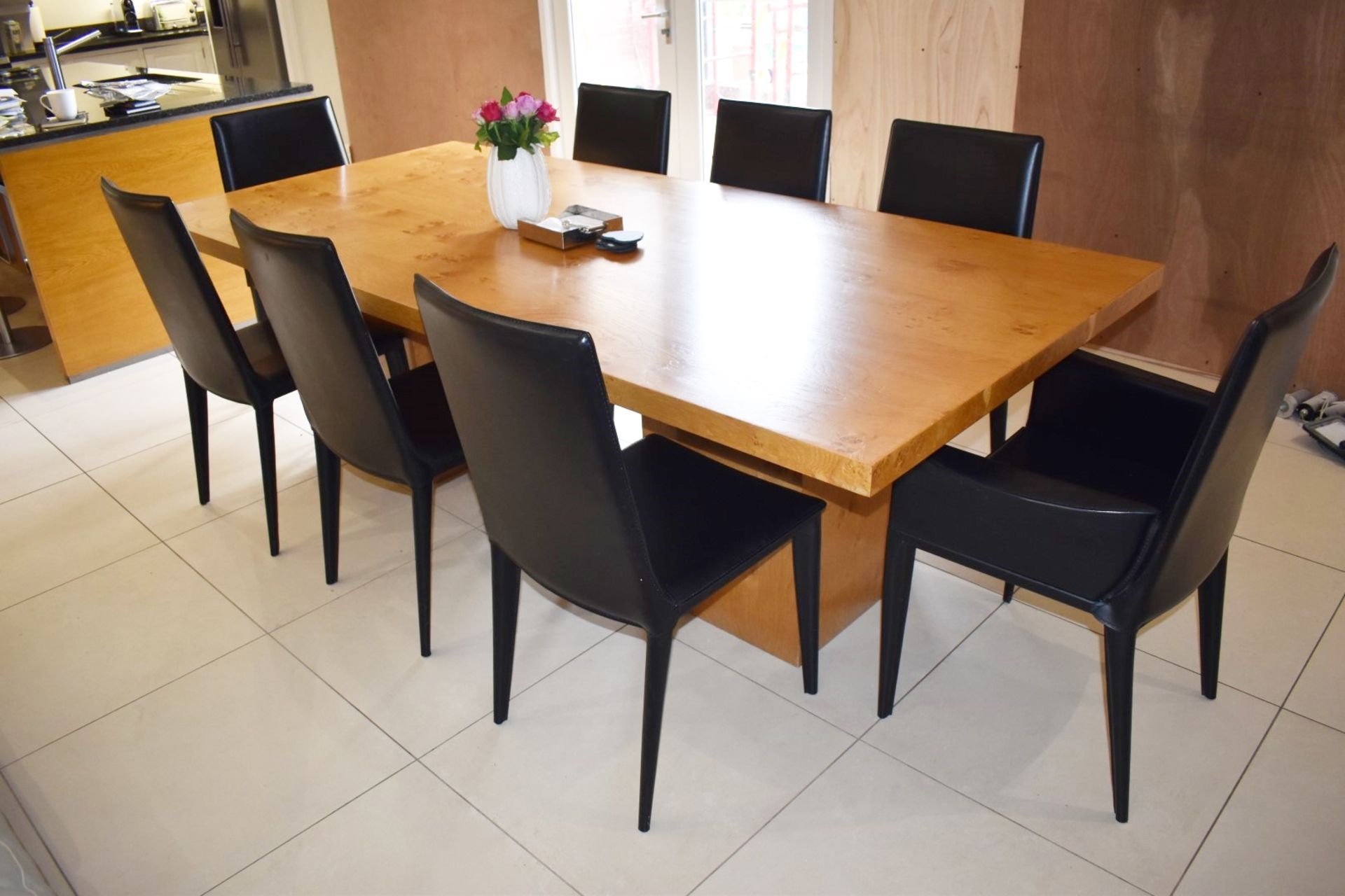 1 x Large Oak Dining Table With Eight Frag Italian Leather Dining Chairs - Extremely Heavy Oak Table - Image 5 of 28