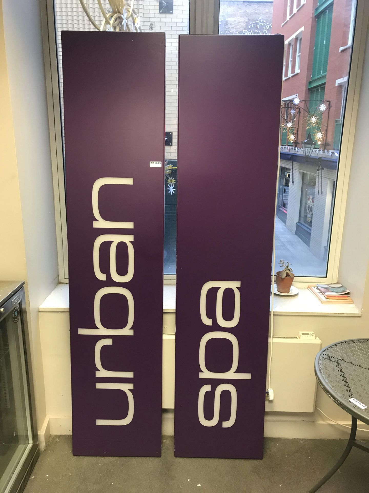 2 x Large Illumatinated Bespoke Light Boxes - URBAN SPA - Contemporary Purple Design With Cool White - Image 3 of 5