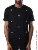 1 x Men's Genuine Versace Designer T-Shirt In Jet Black - Size: Medium