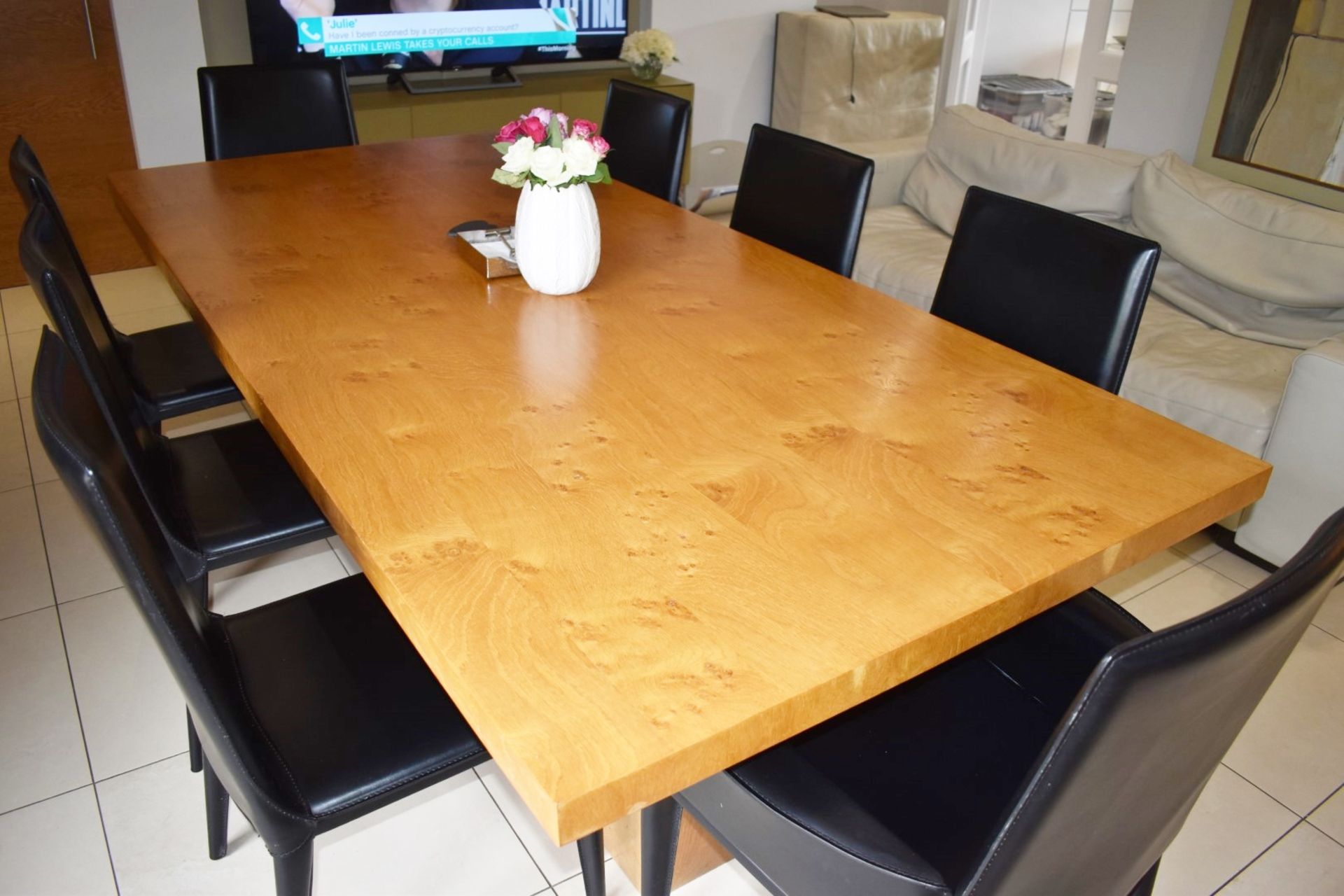 1 x Large Oak Dining Table With Eight Frag Italian Leather Dining Chairs - Extremely Heavy Oak Table - Image 15 of 28