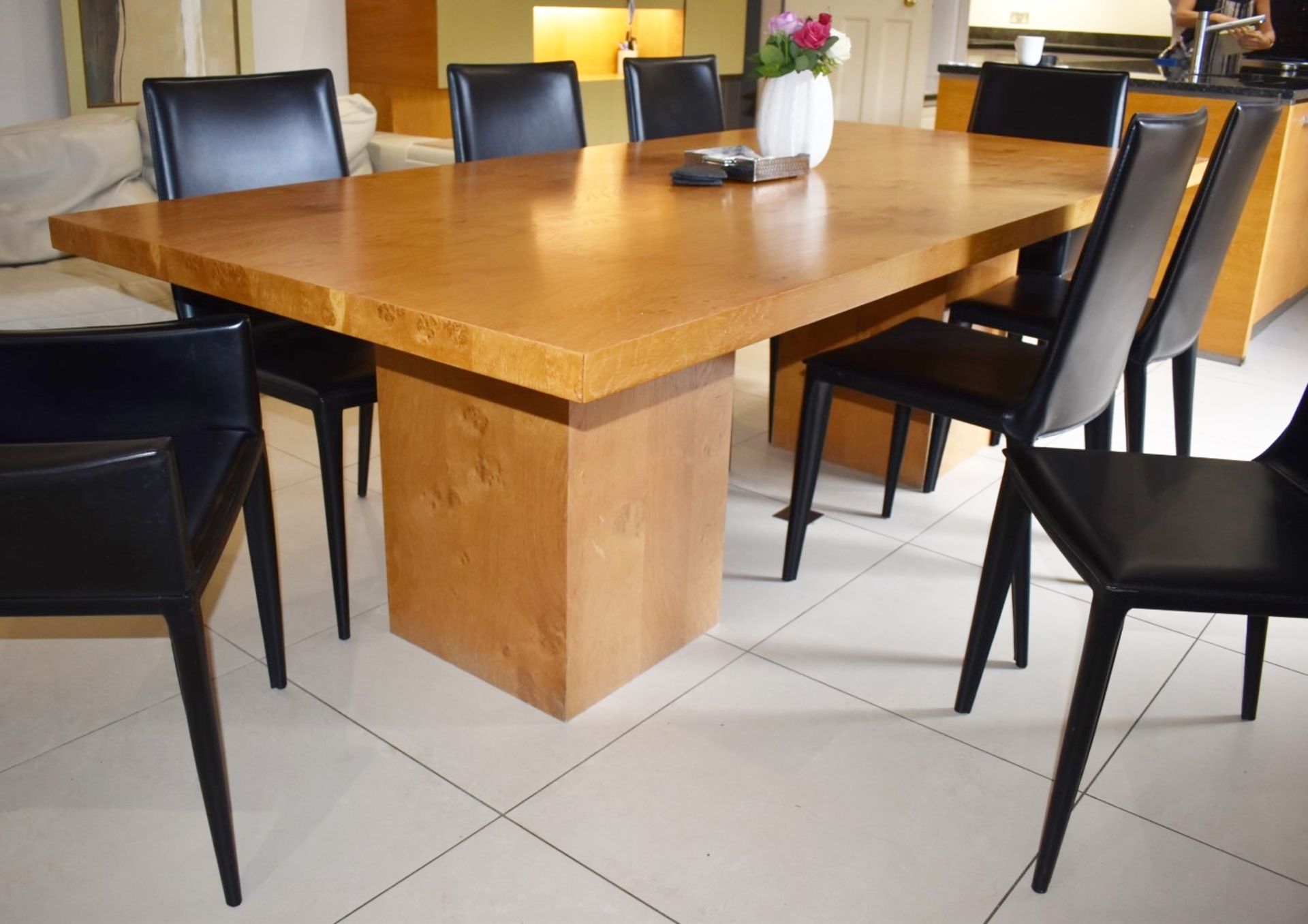 1 x Large Oak Dining Table With Eight Frag Italian Leather Dining Chairs - Extremely Heavy Oak Table - Image 3 of 28