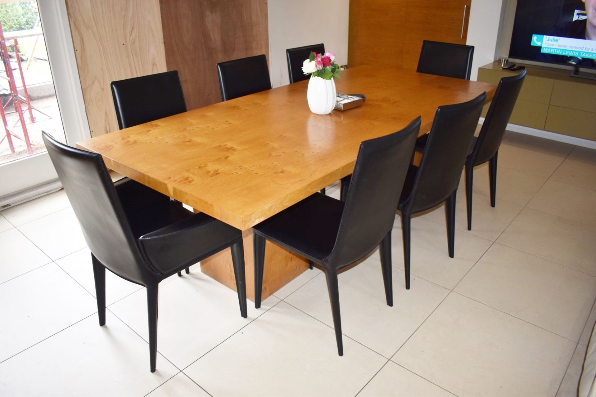 1 x Large Oak Dining Table With Eight Frag Italian Leather Dining Chairs - Extremely Heavy Oak Table - Image 2 of 28