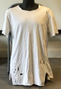1 x Men's Genuine Designer Distressed T-Shirt In White - Preowned - Ref: JS161 - NO VAT ON THE