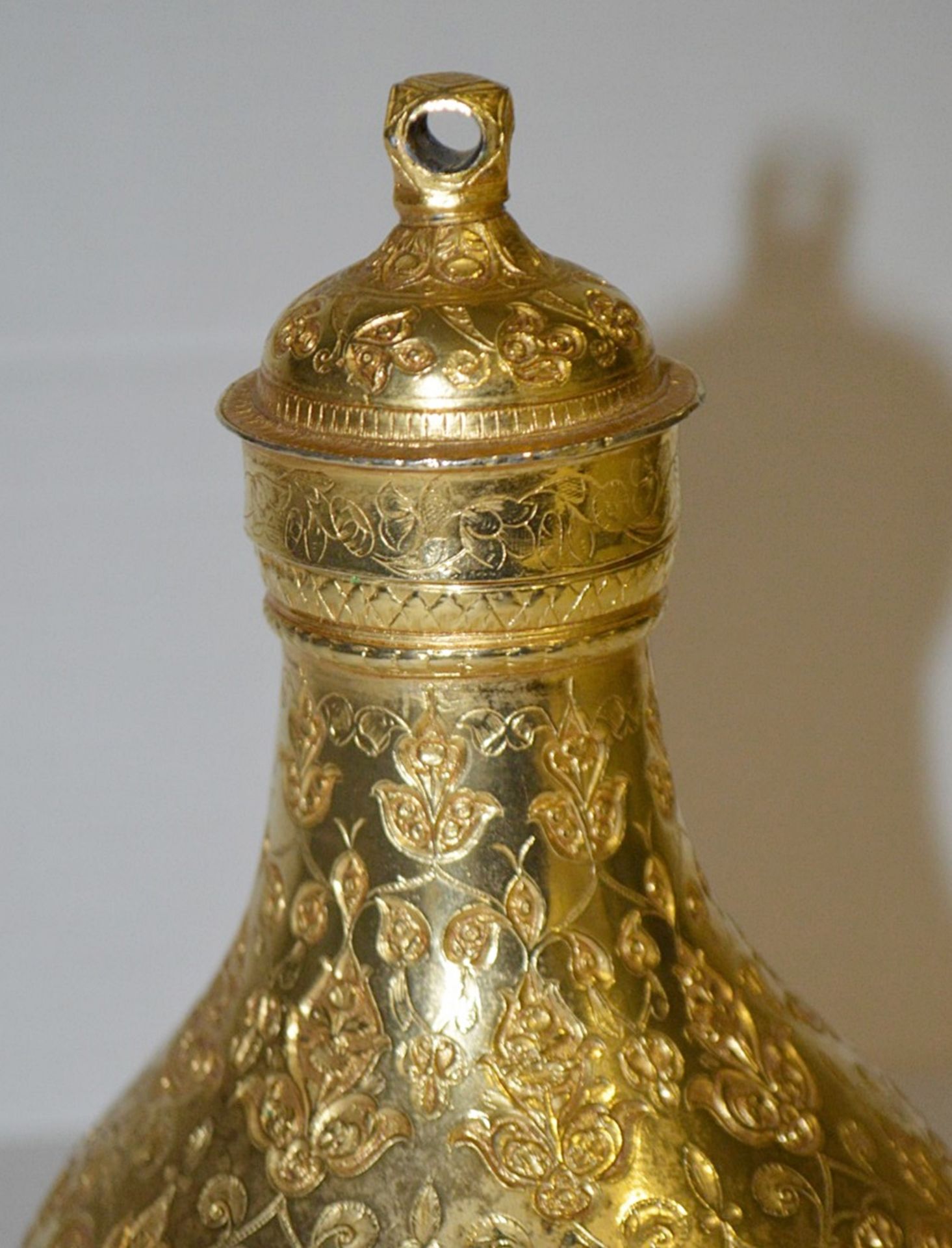 1 x Byzantine Holy Oil Flask - Benaki Museum Replica In Gilt Metal - Hand Engraved Details On The - Image 5 of 6