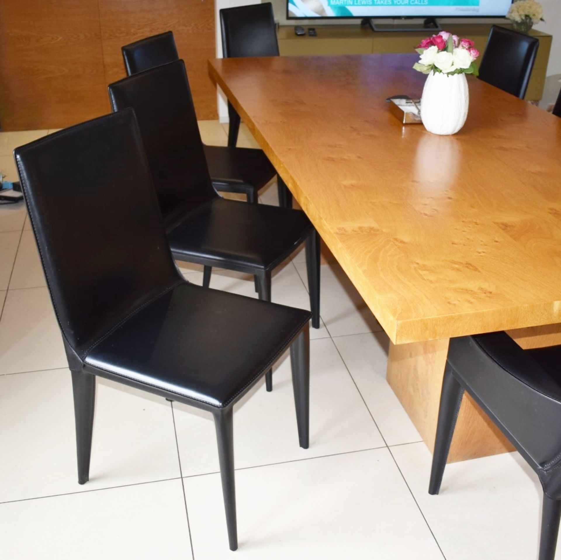 1 x Large Oak Dining Table With Eight Frag Italian Leather Dining Chairs - Extremely Heavy Oak Table - Image 24 of 28