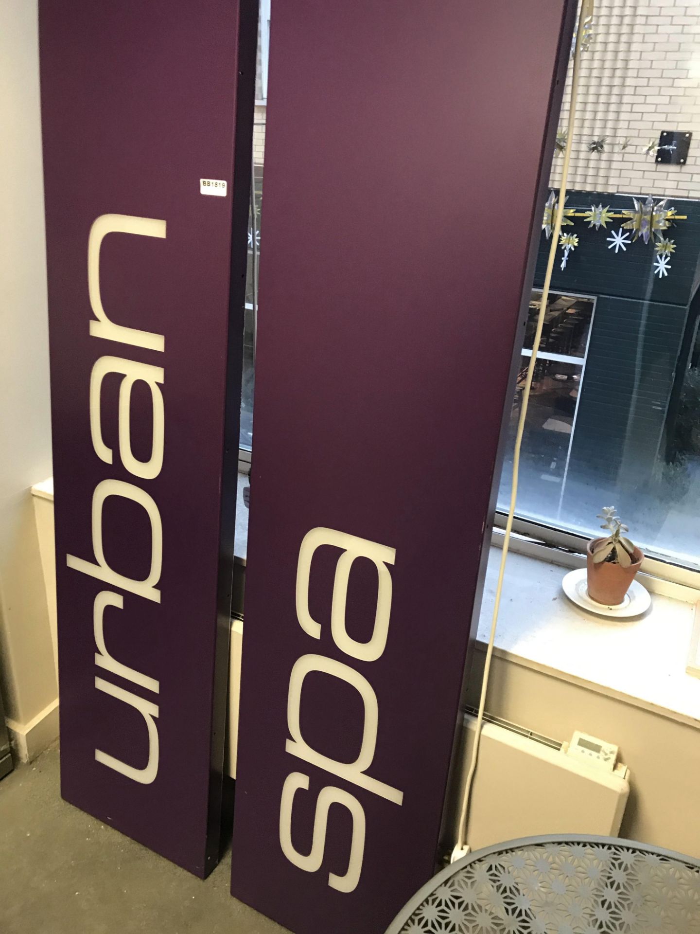 2 x Large Illumatinated Bespoke Light Boxes - URBAN SPA - Contemporary Purple Design With Cool White - Image 2 of 5