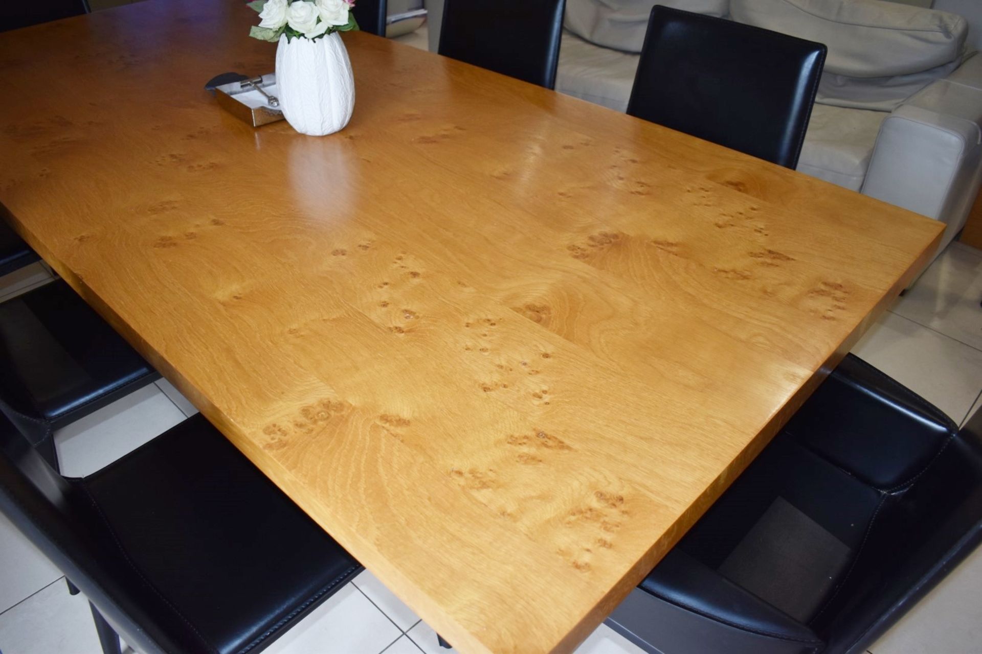 1 x Large Oak Dining Table With Eight Frag Italian Leather Dining Chairs - Extremely Heavy Oak Table - Image 13 of 28