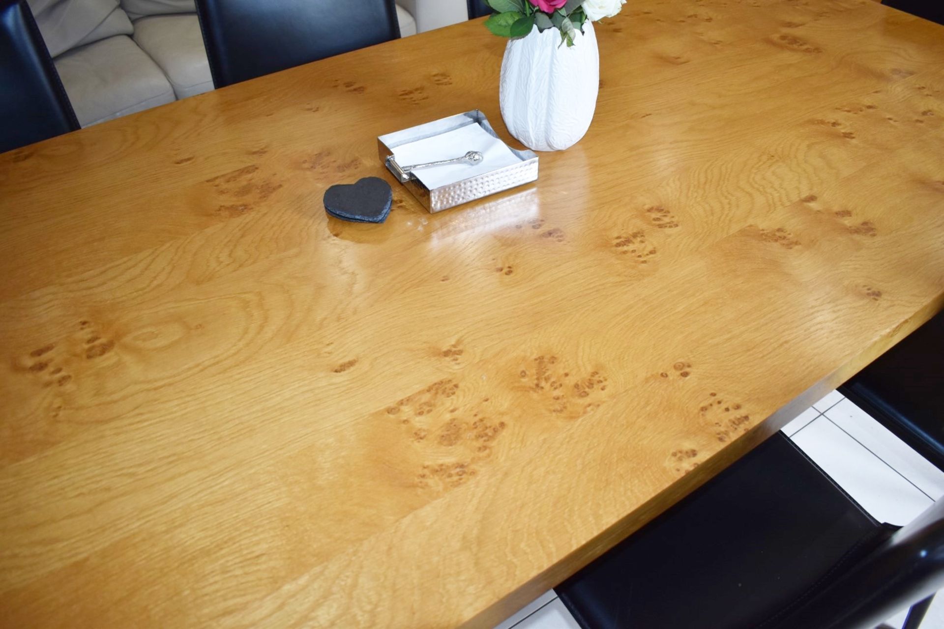 1 x Large Oak Dining Table With Eight Frag Italian Leather Dining Chairs - Extremely Heavy Oak Table - Image 11 of 28
