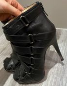 1 x Pair Of Genuine Christain Louboutin High Heel Shoes In Black Leather - Size: 36 - Preowned in Go