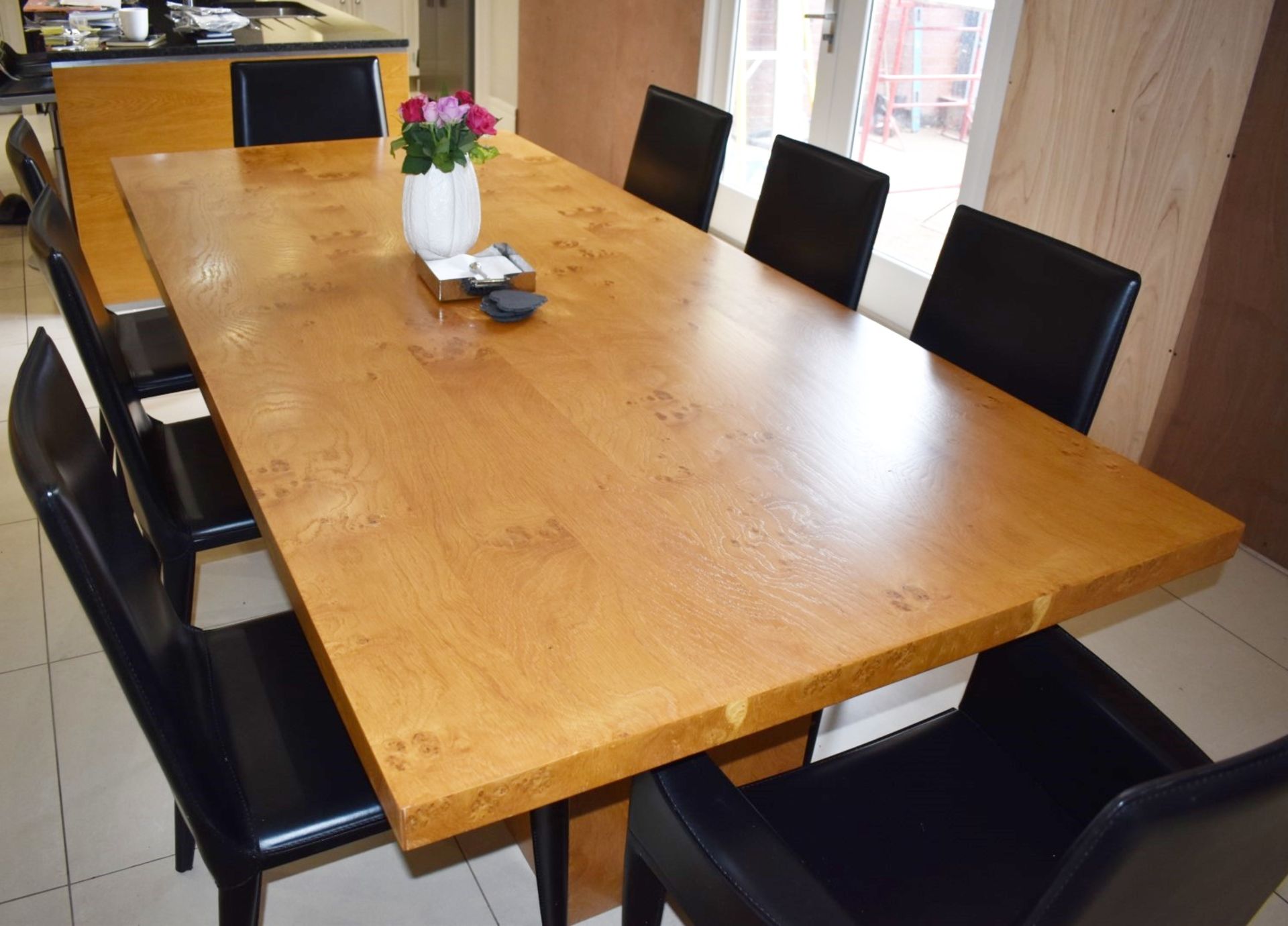 1 x Large Oak Dining Table With Eight Frag Italian Leather Dining Chairs - Extremely Heavy Oak Table - Image 6 of 28