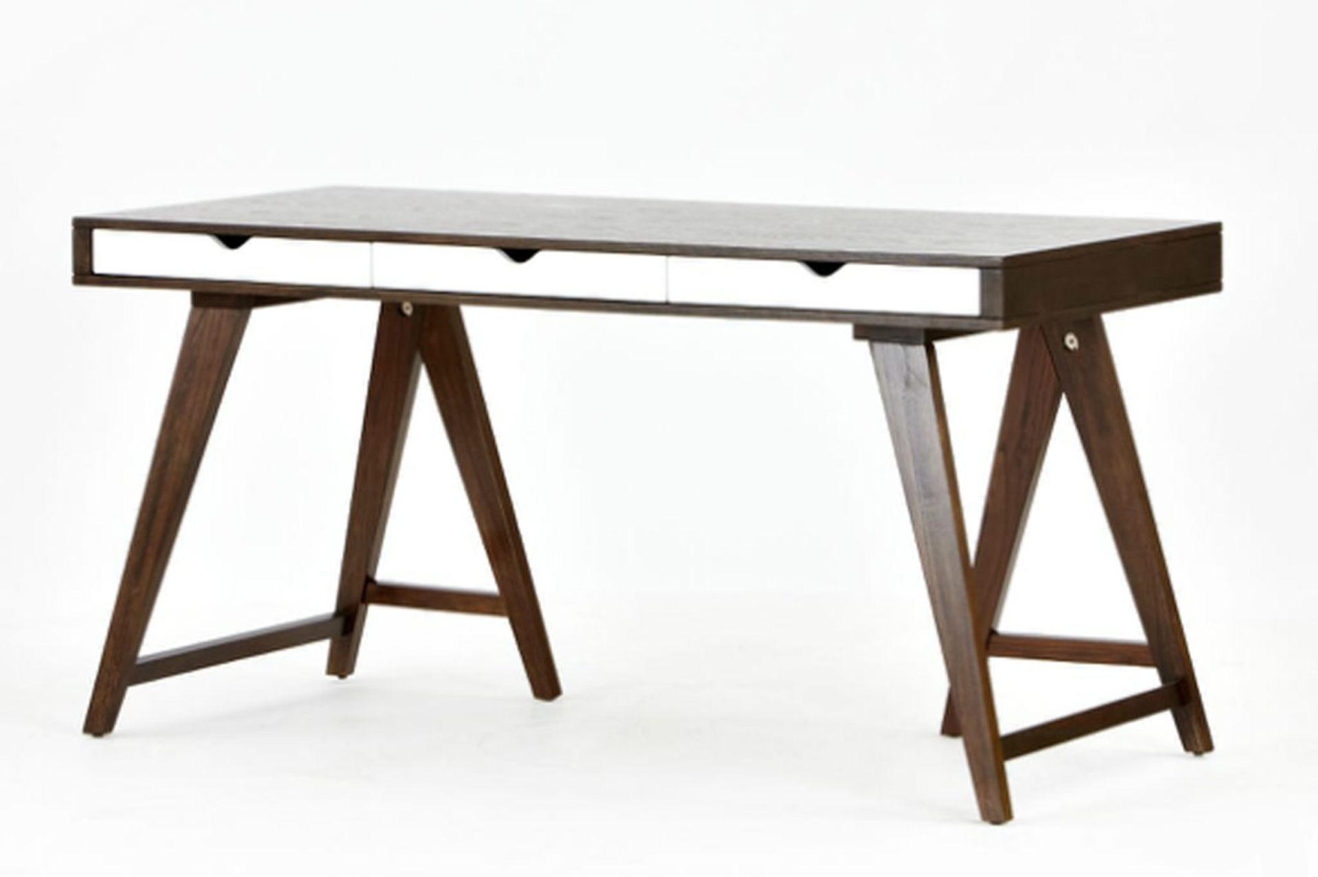 1 x Blue Suntree Ellwood Trestle Desk With a Dark Walnut Finish - RRP £280.00! - Image 3 of 4