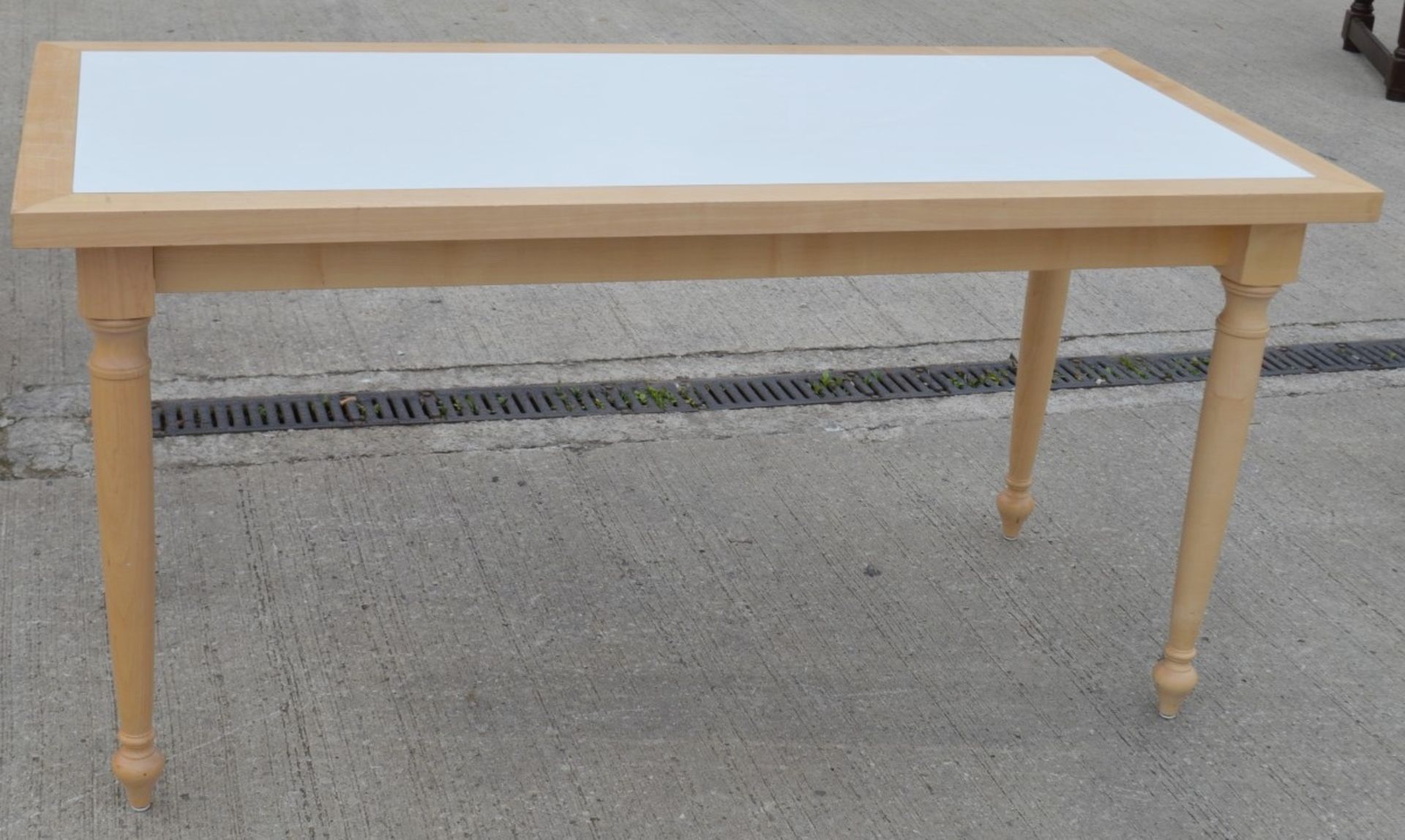 1 x Large Rectangular Event Table In Beech - Features Attractive Turned Legs And A White Inlay - Image 2 of 3