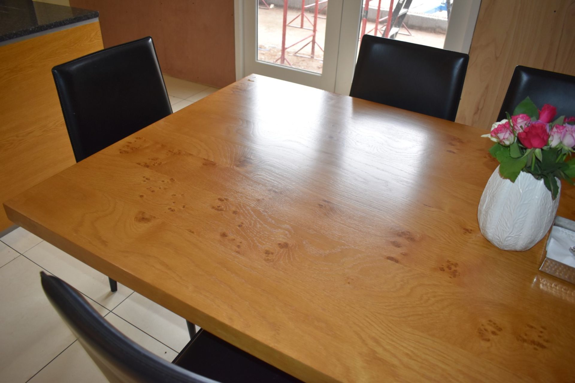 1 x Large Oak Dining Table With Eight Frag Italian Leather Dining Chairs - Extremely Heavy Oak Table - Image 26 of 28