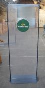 A Pair Of Freestanding 2-Metre Tall Protective Clear Acrylic Checkout Screen Dividers -