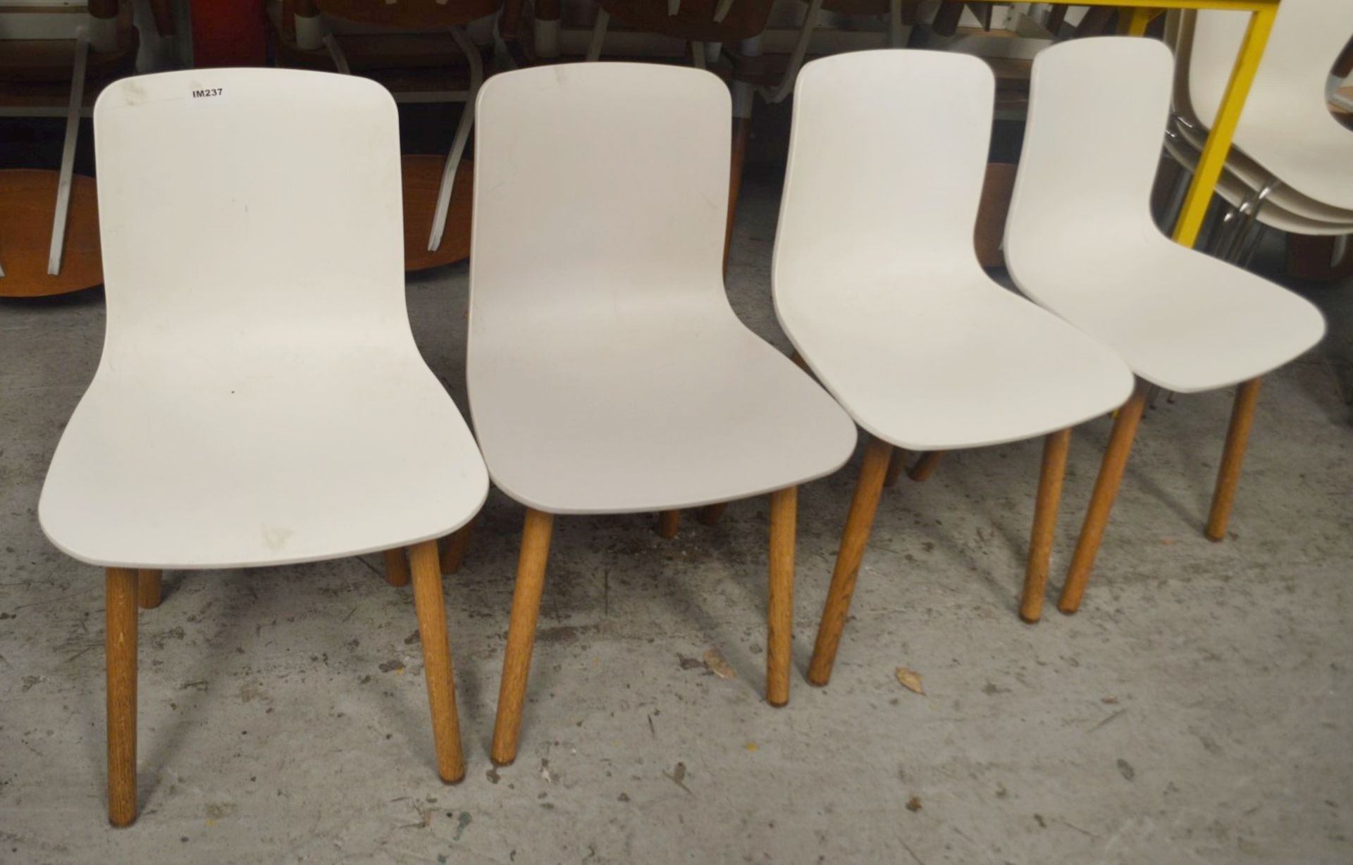 4 x VITRA 'HAL'  Chairs With Wooden Legs and White Seats - CL554 - Ref IM237 - WH3 - Location: