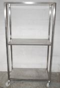 1 x Stainless Steel 1.7 Metre Tall Commercial Kitchen Trolley On Castors - Dimensions: H170 x W90