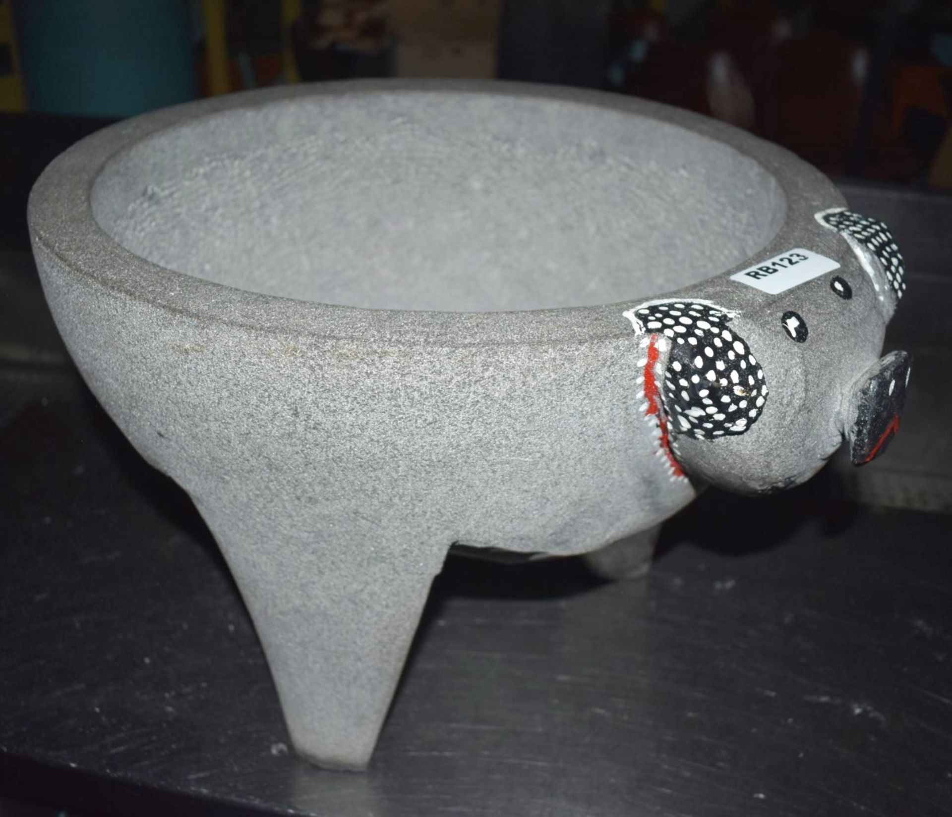 1 x Stone Pig Style Dahaca Folk Art Griding Bowl - Size H30 x W40 cms - Ref: RB123 - CL558 - - Image 3 of 4