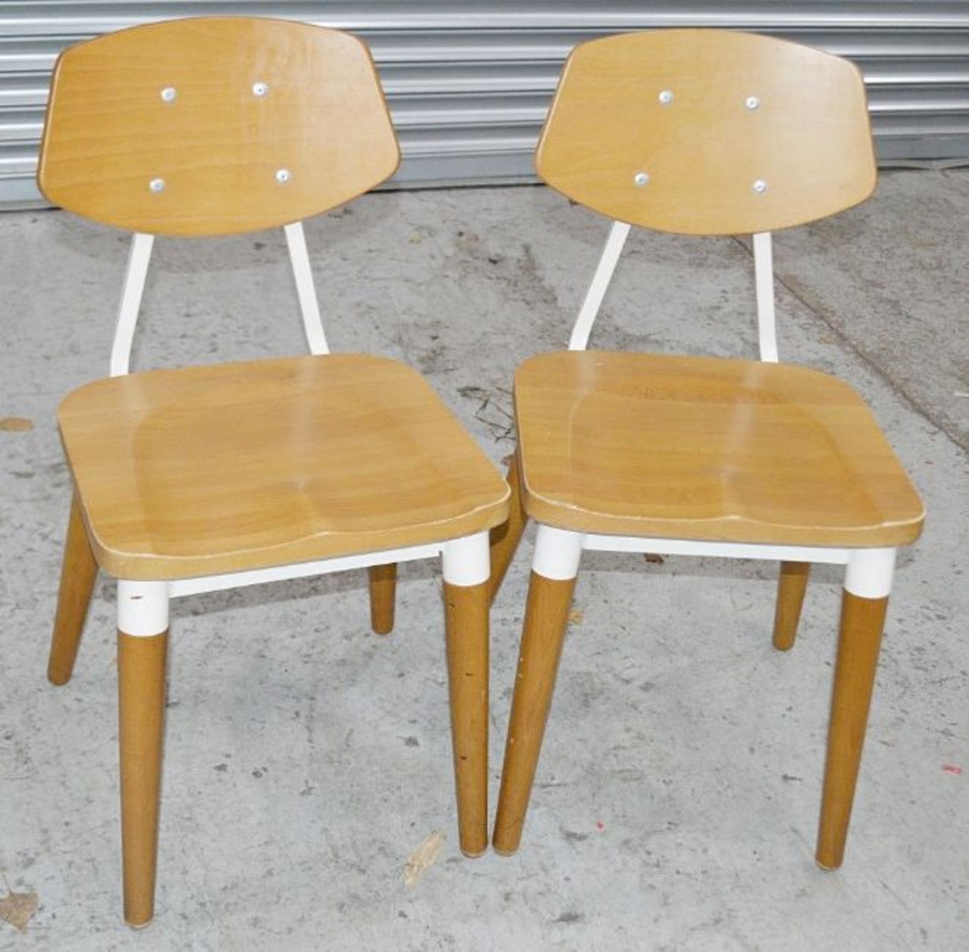 7 x Contemporary Commercial Dining Chairs With A Sturdy Wood And Metal Construction - Dimensions: