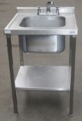 1 x Stainless Steel Commercial Kitchen Wash Station With Under Shelf - Dimensions: H108 (inc Tap)
