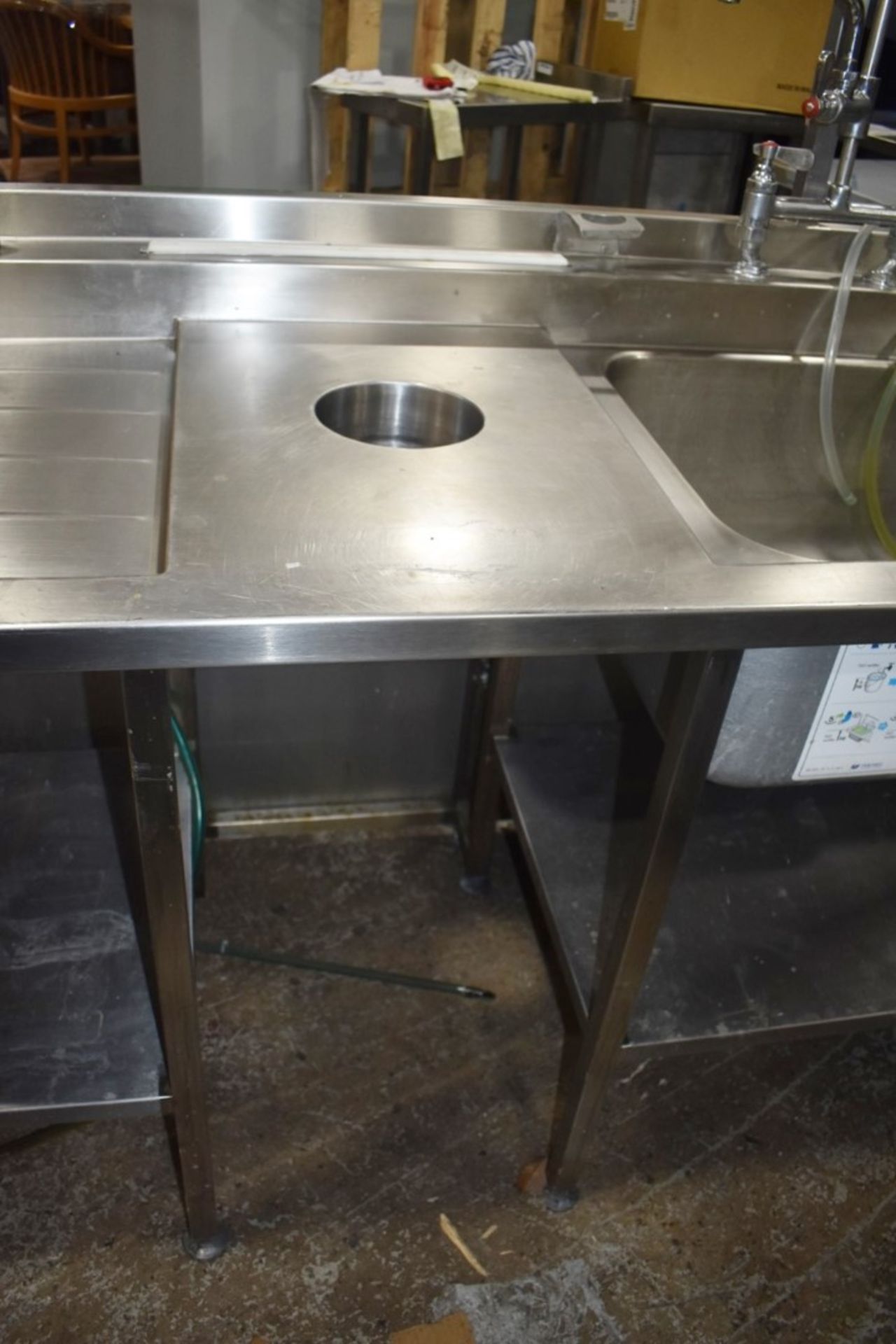 1 x Commercial Kitchen Wash Station With Two Large Sink Bowls, Mixer Taps, Spray Wash Guns, Drainer, - Image 19 of 22