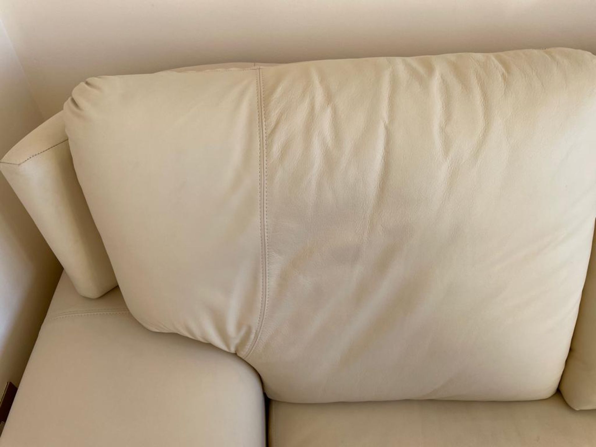 2 x Genuine Cream Leather Contemporary Sofas With Large Armpads and Curved Backs - NO VAT ON THE - Image 9 of 23