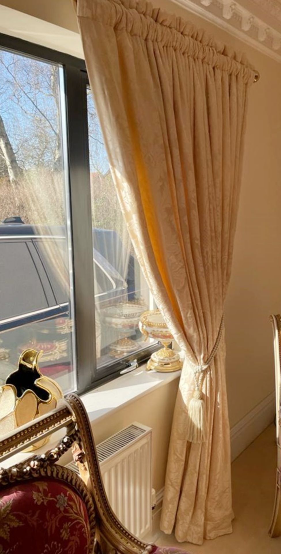 1 x Pair of Fabric Curtains With Blackout Liner and Brass Curtain Rail - Height 220 x Pole Length - Image 2 of 6