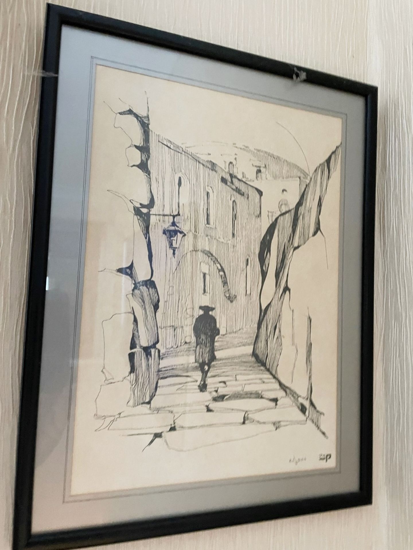 1 x Framed Limited Edition Sketch Featuring A Rabbi Walking And The Walls Of Jerusalem  - No. 21/500 - Image 2 of 2