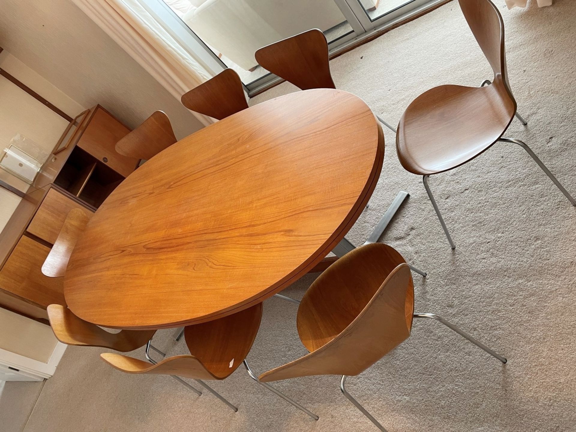 1 x Genuine Vintage FRITZ HANSEN Designer Dining Table With 8 x Chairs - Dated 1970 - Image 3 of 17