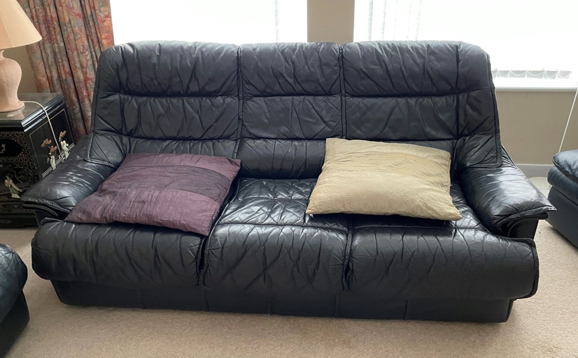 3-Piece Sofa Set In Black - Includes 1 x 3-Seater Sofa, 1 x 2-Seater Sofa & 1 x Footstool - From - Image 2 of 11
