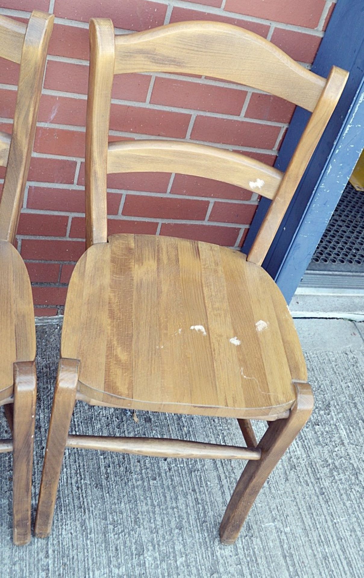 3 x Matching Sturdy Solid Wood Chairs With An Attractive Varnished Finish - Dimensions: H90 x W47 - Image 2 of 7