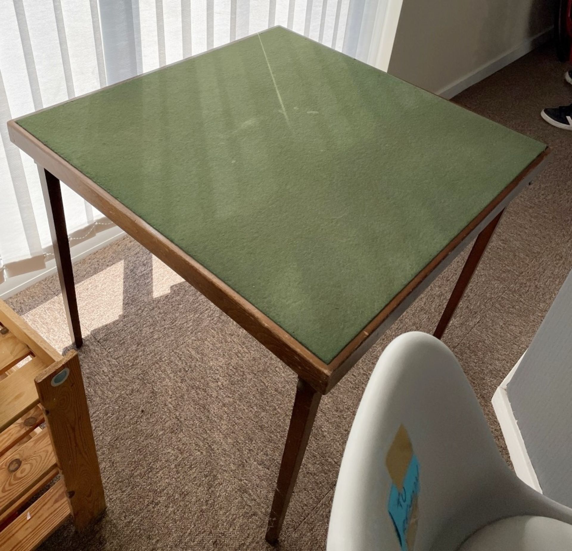 1 x Card Table Topped With Green Baize Fabric - From An Exclusive Property In Leeds - No VAT on - Image 2 of 3