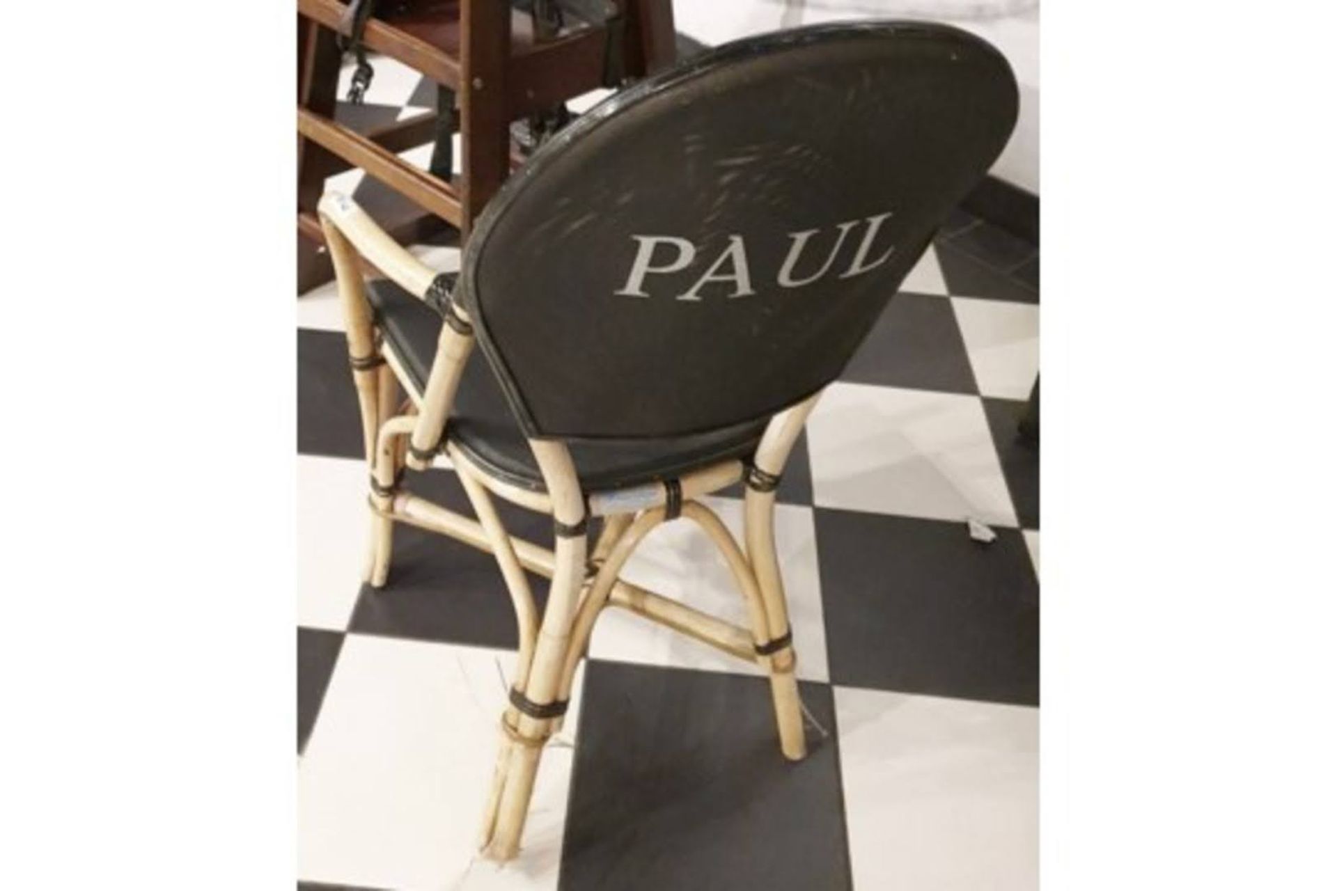 2 x Bamboo Studio Chair With Black Seat and Back Rest - Features the Name 'PAUL' Printed on the Back - Image 6 of 6