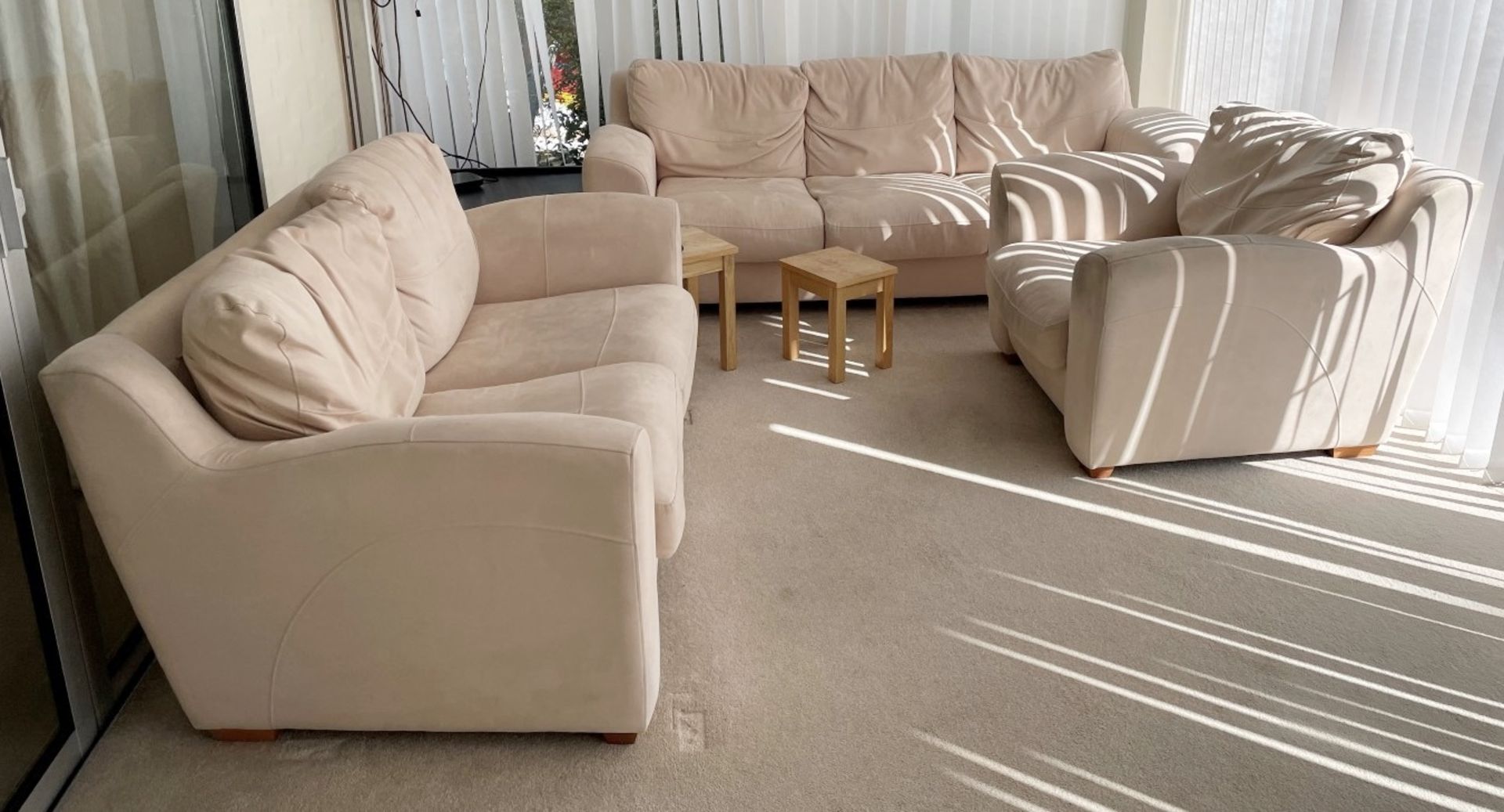 1 x 3-Piece Cream Sofa Set Plus A Selection Of Tables And Foot Stool - From An Exclusive Property In