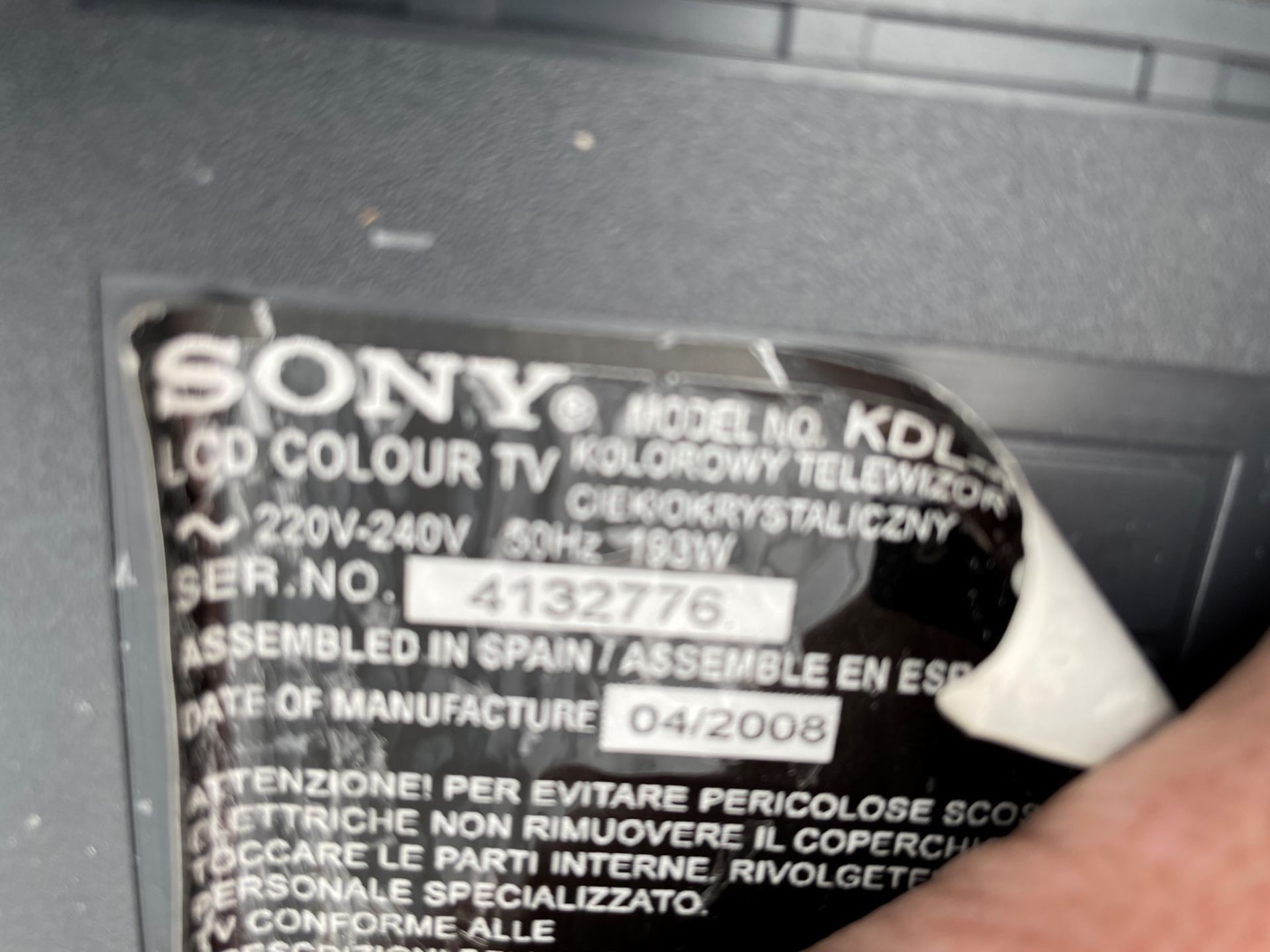 1 x SONY Bravia LCD Television With Remote Control - Size To Be Confirmed Shortly - From An - Image 3 of 3