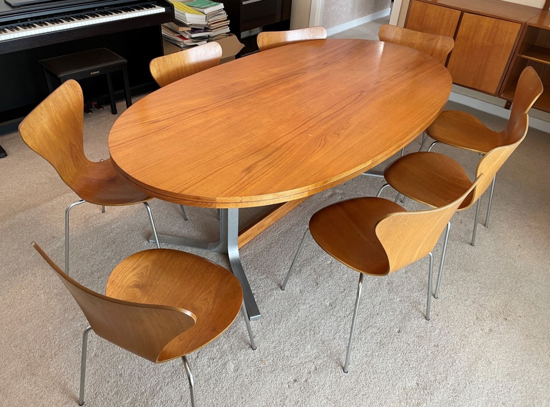 1 x Genuine Vintage FRITZ HANSEN Designer Dining Table With 8 x Chairs - Dated 1970 - Image 2 of 17