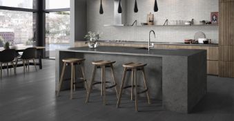 7 x Boxes of RAK Porcelain Floor or Wall Tiles - M Project Wood Design in Dark Grey - 19.5 x 120 cm